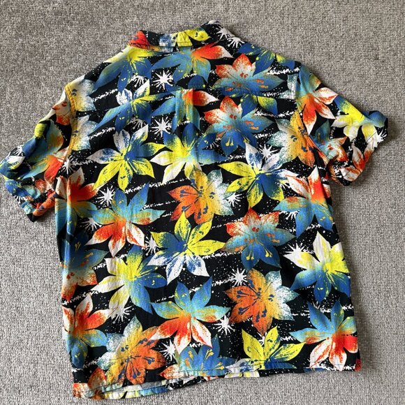 Quiksilver CAMP Floral Star Gazer Hawaiian Button-Up Short Sleeve Women's Medium - Picture 6 of 6